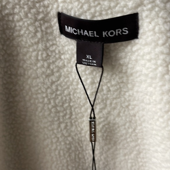 Michael Kors Sherpa Lined Heather Gray Front Zip Attached Drawstring Hoodie - XL - Picture 13 of 14
